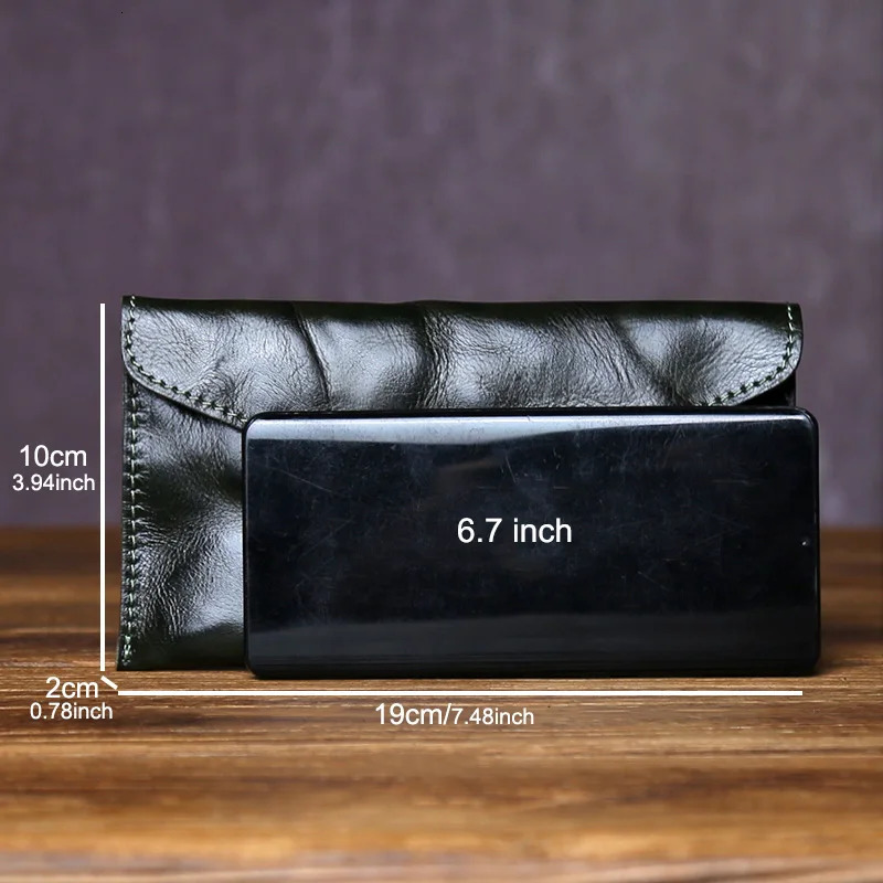 JLFGPJ Classic Mens Genuine Leather Long Clutch Vegetable Tanned Top Layer Cowhide Simple Buckle Envelope Wallet 250723