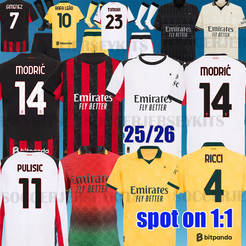 2025 2026 maglia milan ac MODRIC Soccer Jersey RAFA LEAO THEO GIROUD PULISIC maglia ac Player jersey CHEEK AC soccer milan jersey 125TH Anniversary GK long 25 26