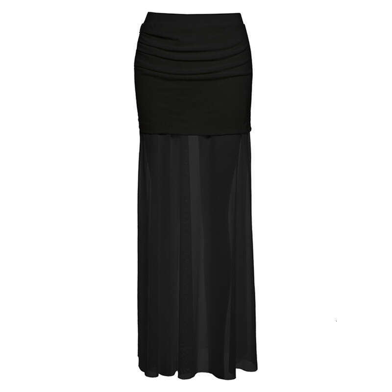 INS Style 2025 Spring New Women's Solid Color Slim Fit Fashion High Waist Mesh Skirt 29a