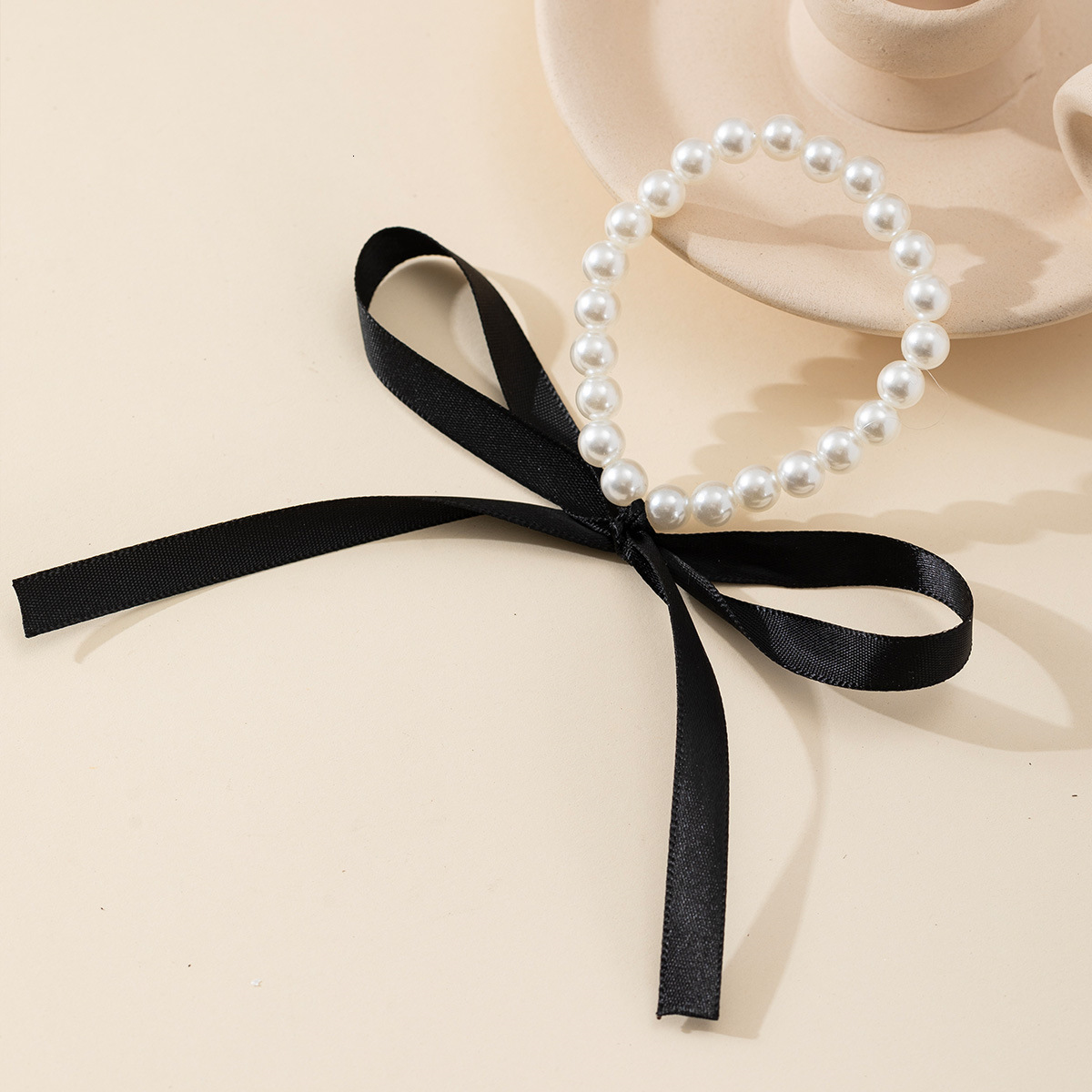 Long Bowknot Collarbone Chain DIY Tie Veet Pearl Necklace for Women Jewelry for Women