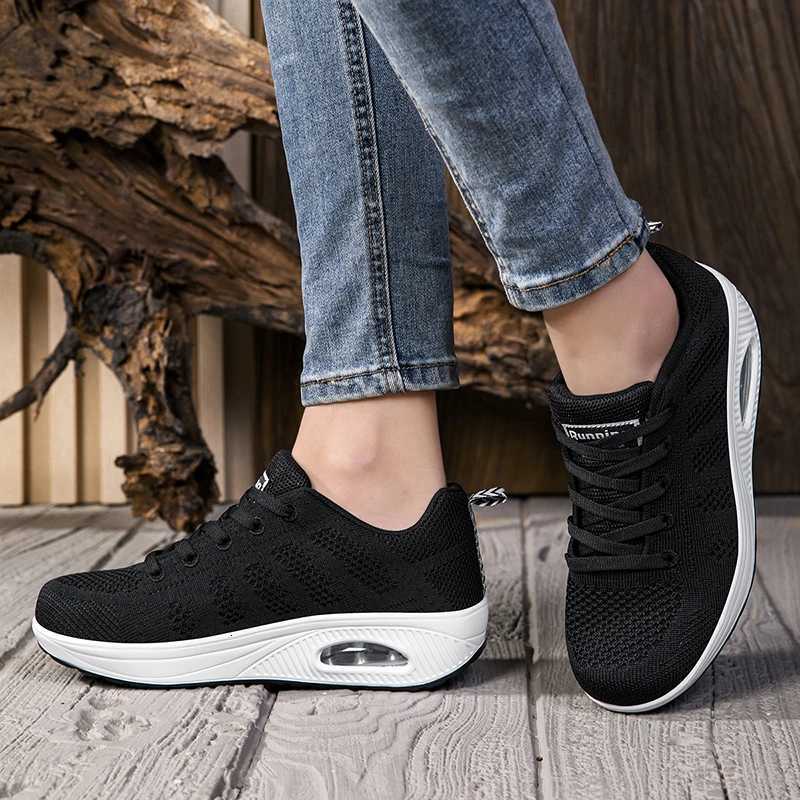 Womens Fi Casual Sneakers Breathable Mesh Air-Cushioned Summer Shoes Comfortable Heightening Female Footwear XJ250725