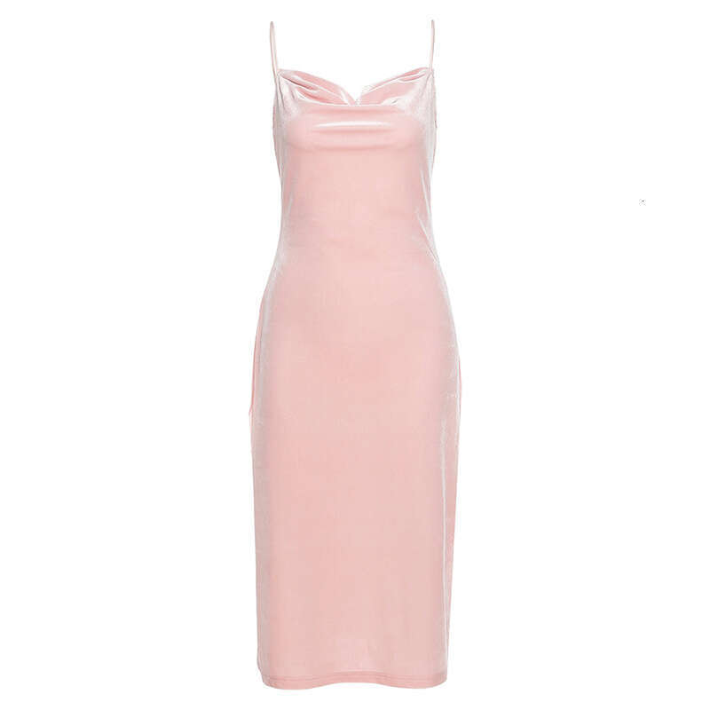 2020 Autumn Winter New Sexy Slim Low-Cut High-Waist Bodycon Slit Strap Dress for Women 852