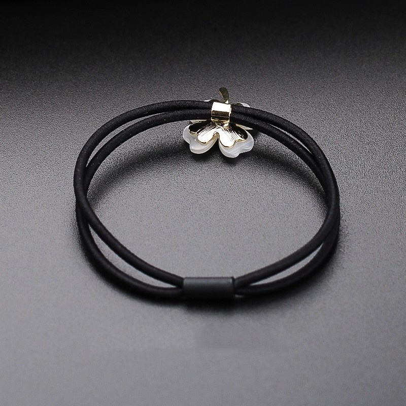 Imitation cat's eye stone four leaf clover headband, women tie their tails in a high-end and niche style, tie their hair with high elasticity rub