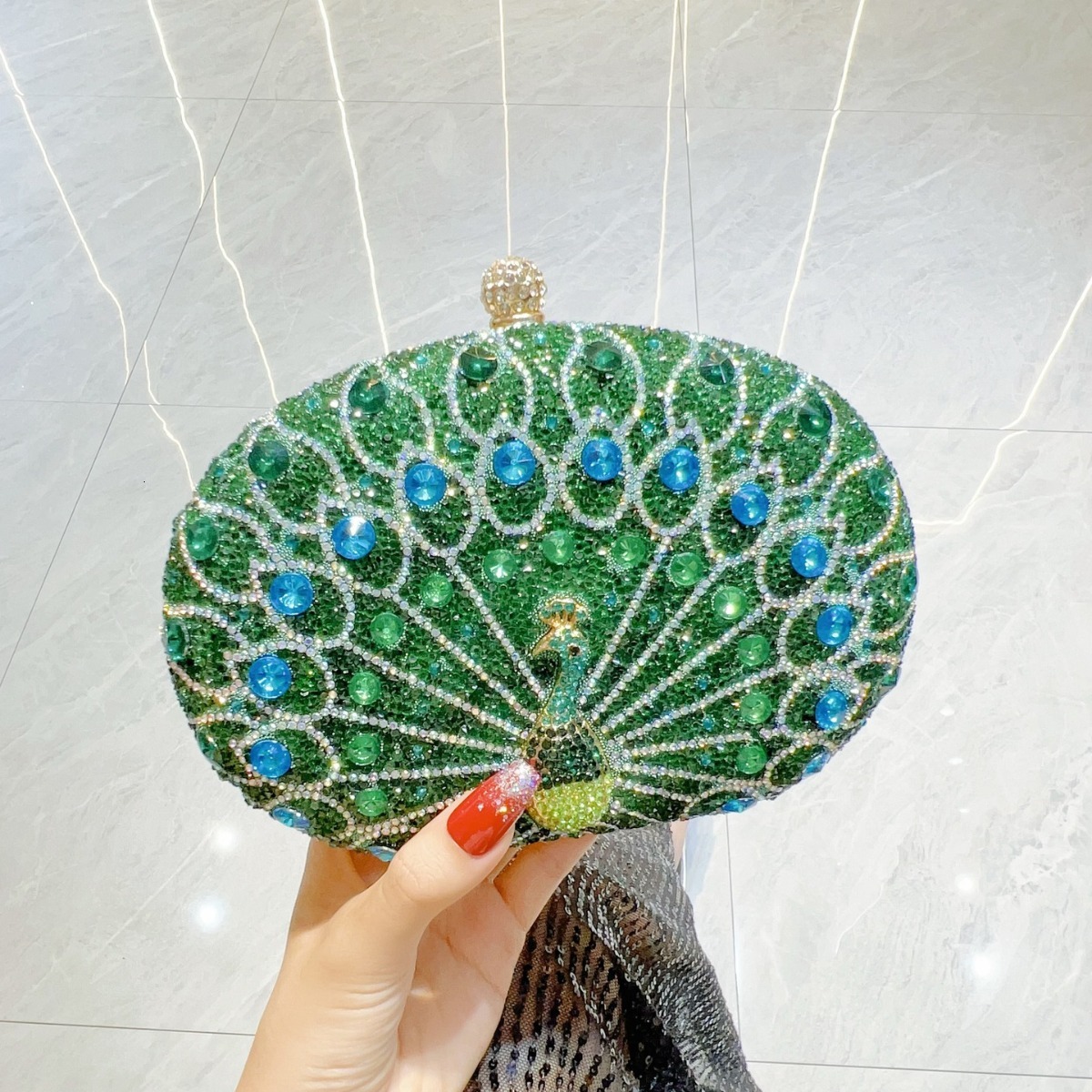 2025 New Designer Peacock Inlaid Diamond Handbag Party Bag Birthday Wedding Single Shoulder Crossbody Bag