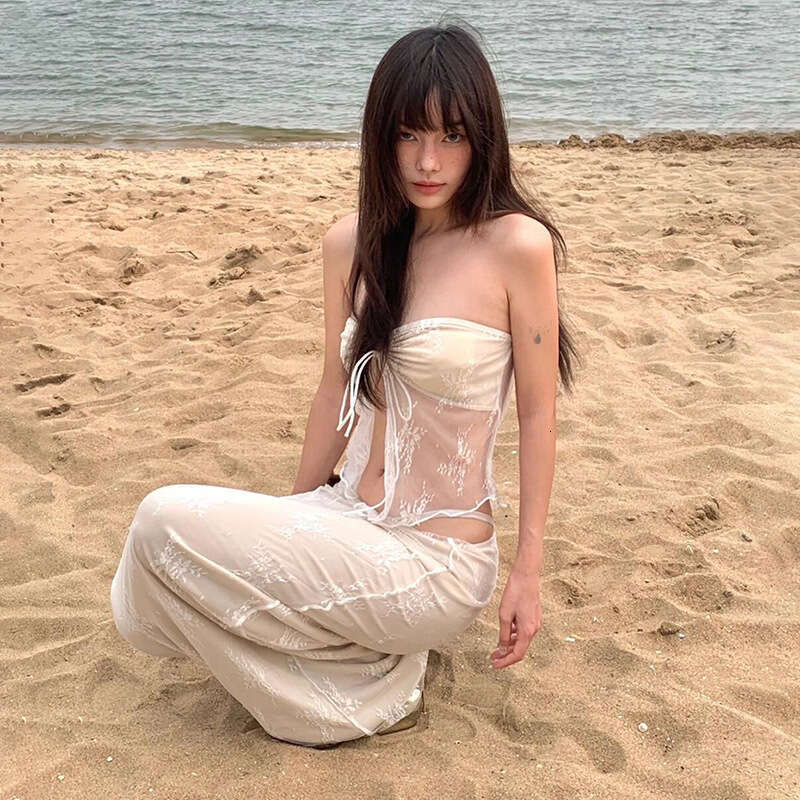 2025 Spring New Women's Solid Color Slim Fit Tube Top Vest Fashion High Waist Skirt Set a10