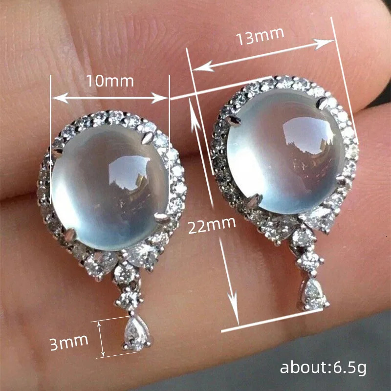 Ins Female Clear Moon Stone Stud Earrings For Women Vintage Silver Color Zircon Wedding Engagement Round Ear Studs Party Jewelry 250722