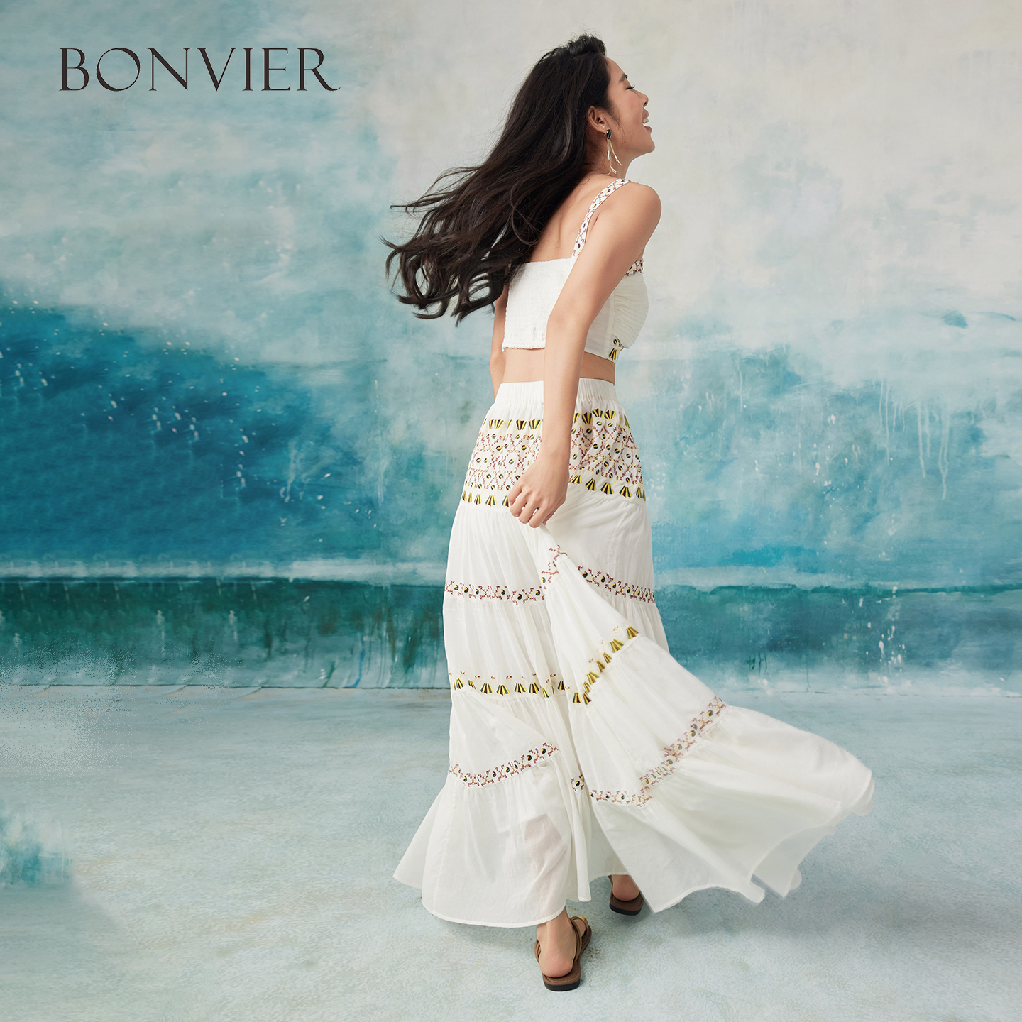 2025 Summer New South French Style Camisole Top Embroidered A-line Skirt Fashion Suit Women 6112787