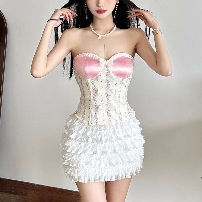 2025 Spring New Women's Fashion Solid Color Slim Street Style Off-Shoulder Tube Top Backless Vest 8f1