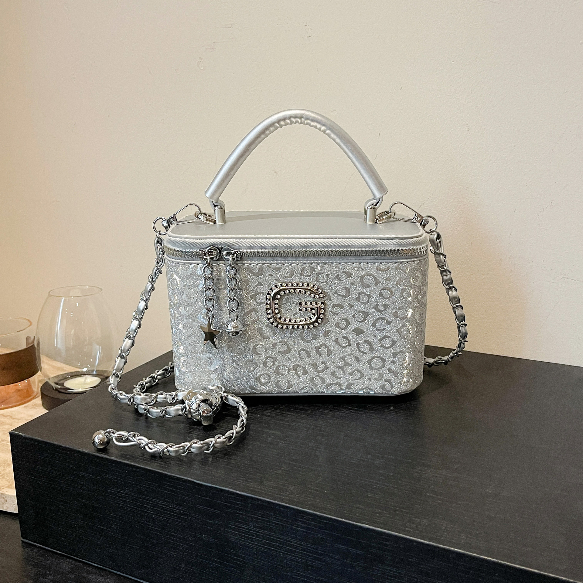 Luxury Brand Designer Bag Trendy Printed Small Square Bag Commuting Snake Skin Pattern Bags Versatile Chain Box Bag Chain Shoulder Crossbody Bag