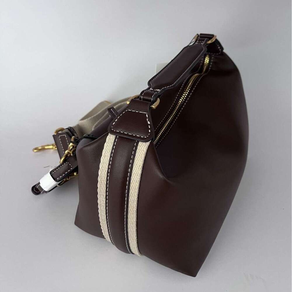 Leather Bag Bucket Bag Tote Bag Women S Spring New Side Stripe Decor Casual Shoulder Handbag Crossbody Bag Trend