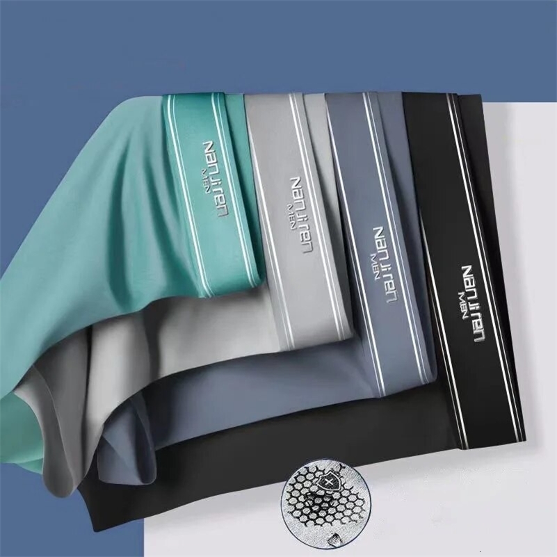 4pcs Boxer Shorts Mens Ice Silk Underwear Cool Underpants Breathable Sexy Thin Panties U Convex Lingerie Wholesale Lots y250717