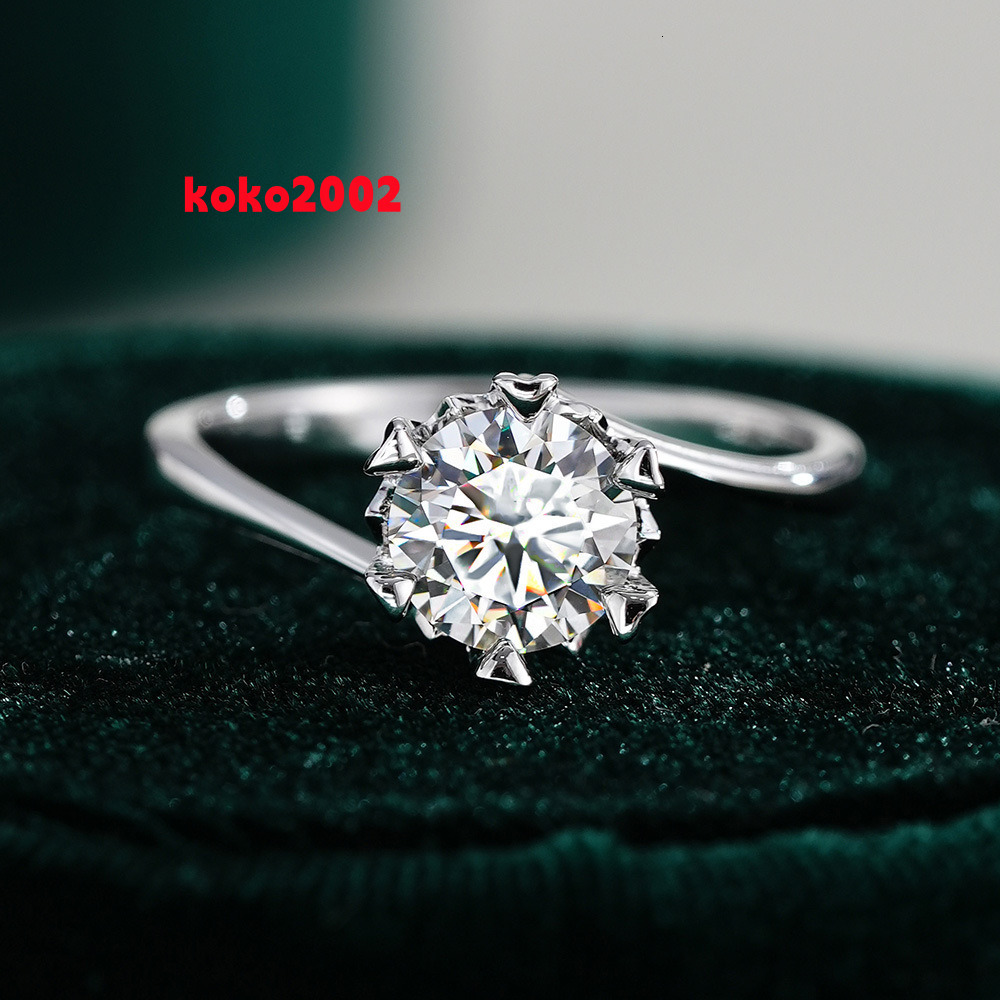 1Ct 925 Sterling Sliver GRA Certified Solitaire Moissanite Ring Promise Ring for Women Engagement Fine Jewelry