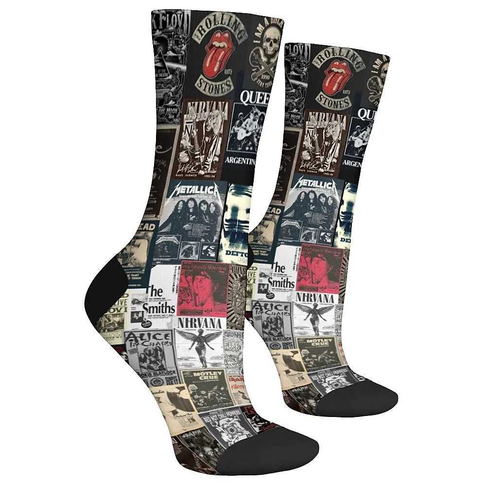Poster art collage mens fashion socks novelty interesting crew socks comfortable and breathable retro style casual sports. X250725