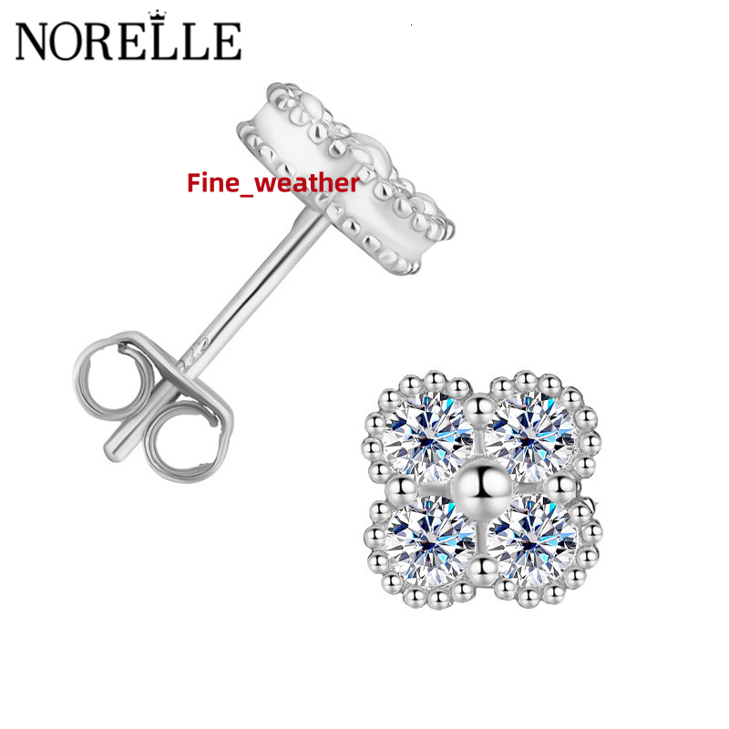 925 Sterling Silver Moissanite Earrings for Women High Quality and Simple Classic Four Leaf Clover Design