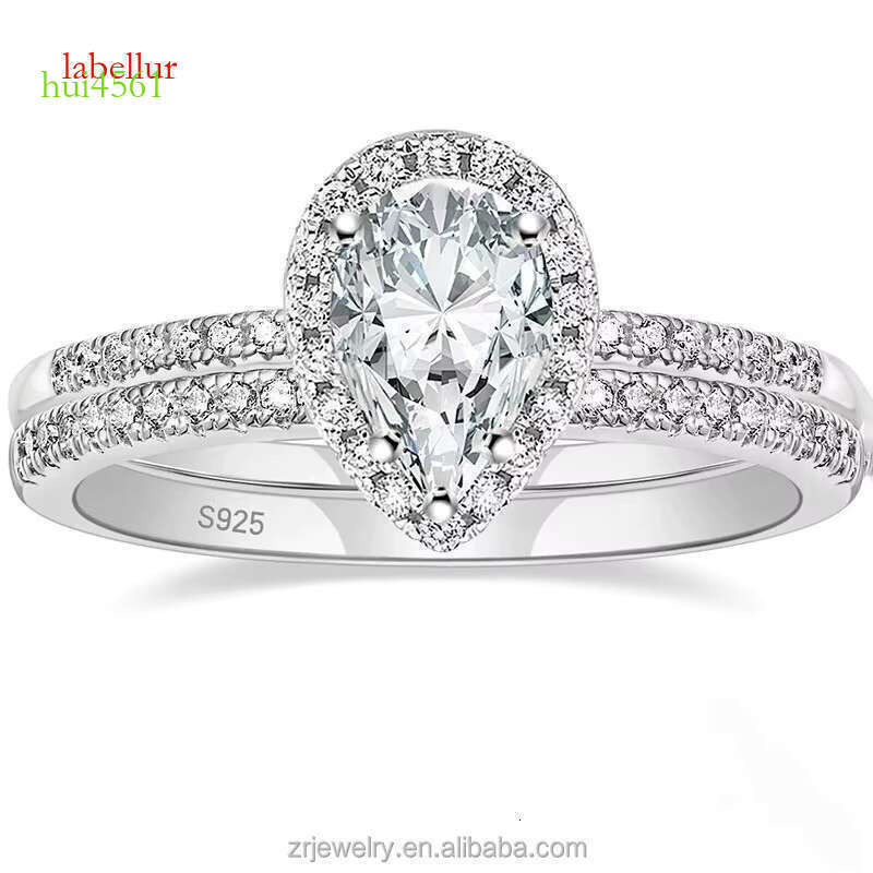 Princess cutting GRA pure silver electroplated women's engagement wedding pyroxene ring