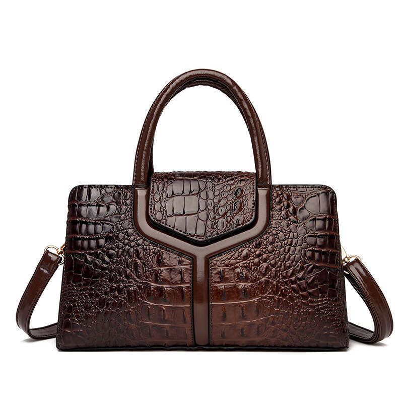 Women's Genuine Leather New Model for Middle-aged Moms Crocodile Pattern Elegant Versatile Handbag Shoulder Bag Casual