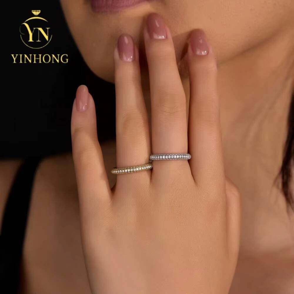 Best Selling Fashion Women Fine Jewelry S925 Sterling Silver Vvs1 Moissanite hip hop Ring