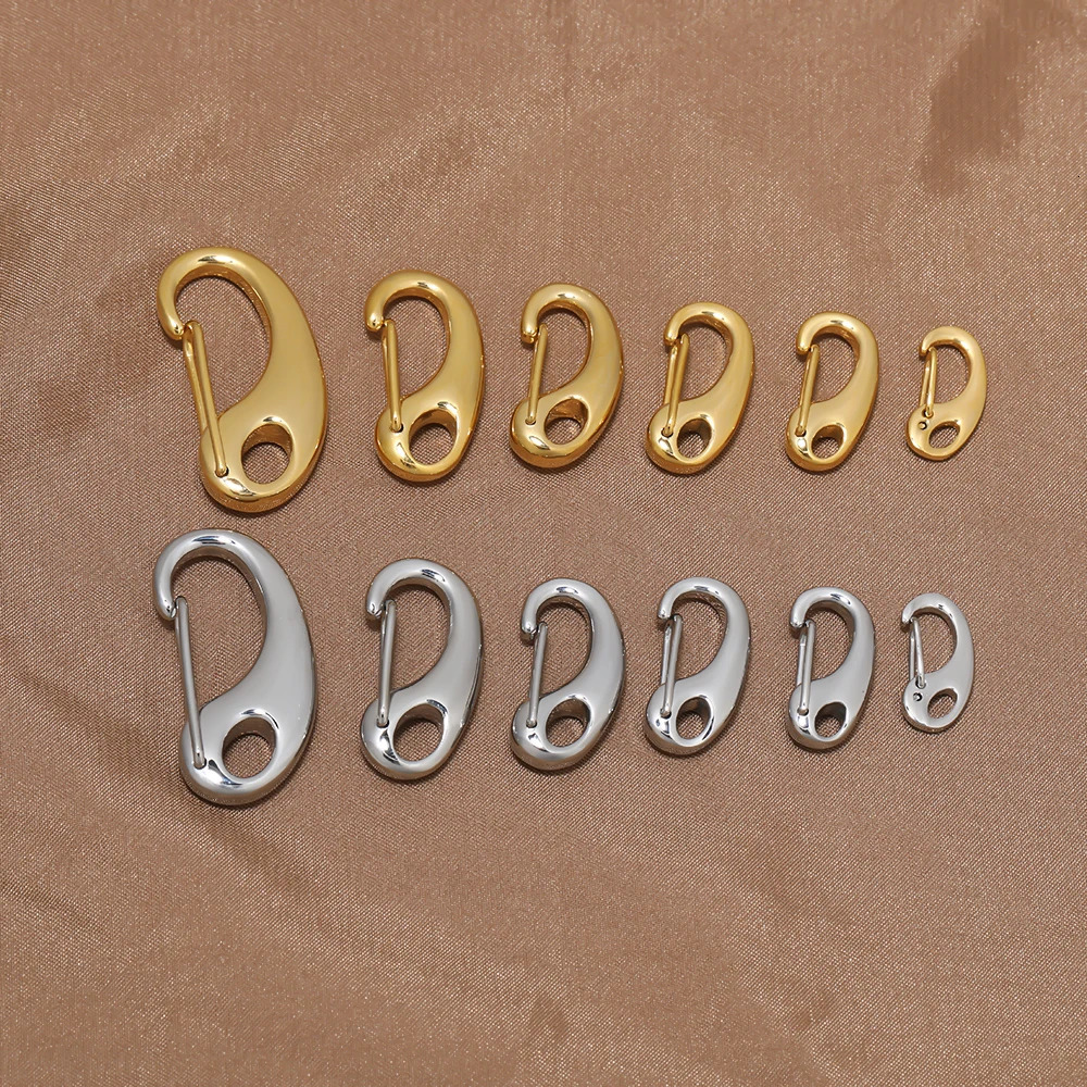 5pcs Stainless Steel D Lobster Clasps Spring Hooks Key Chains Bags Snap-fastener Buckles Connectors DIY Jewelry Accessories 250723