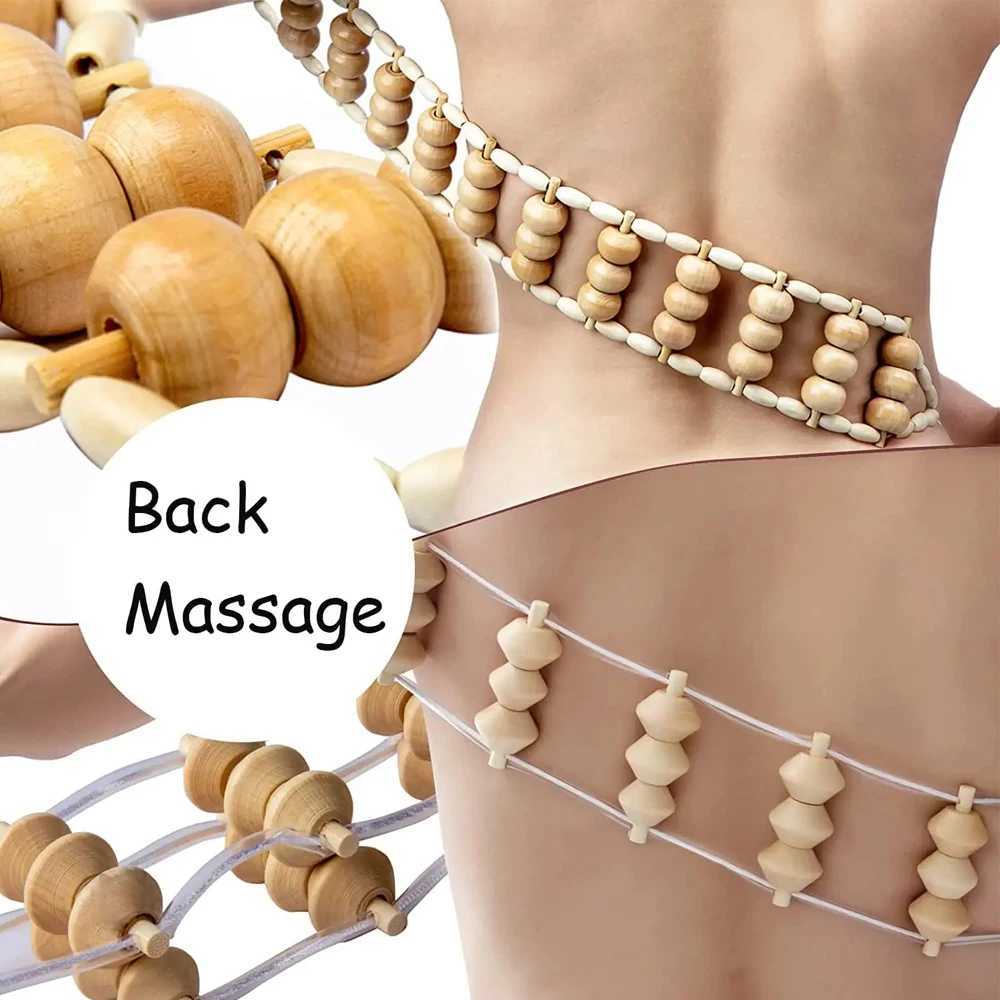 Wood Back Massage Roller RopeWood Therapy Cellulite Massage ToolsSelf Massage Tools For Neck Leg Back Pain Relief