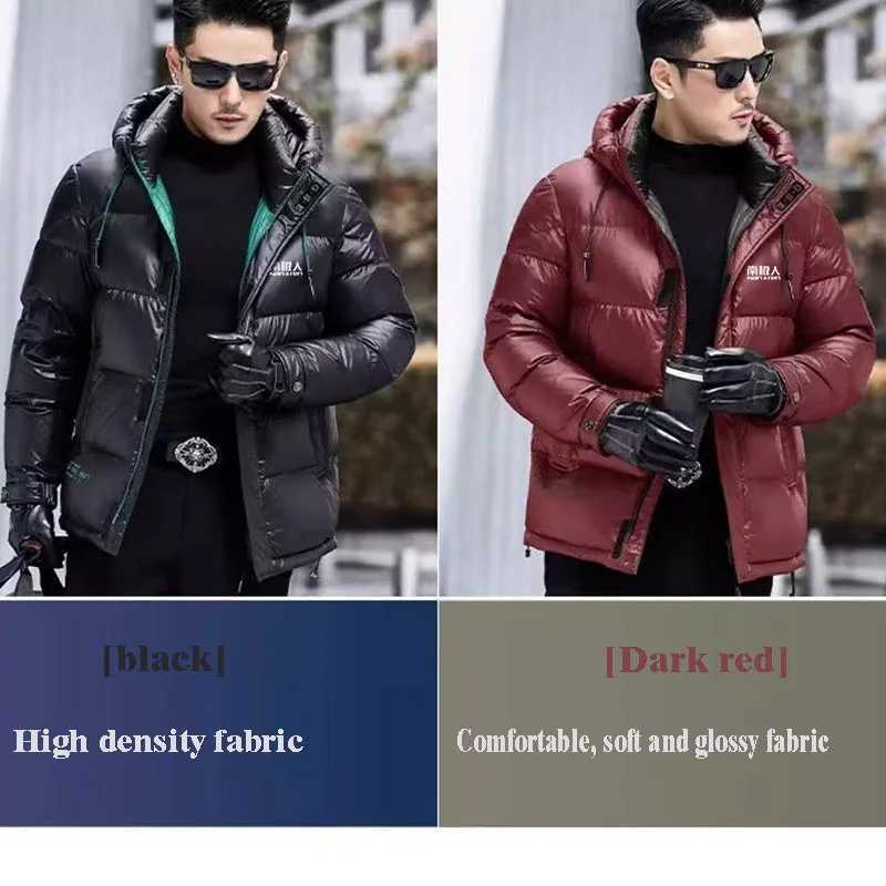 Nanjiren Luxury High-End Winter Down Jacket New Mens Clothing Trend Warm Hooded White Duck Down Coat Black Red Jacket Windproof X250725