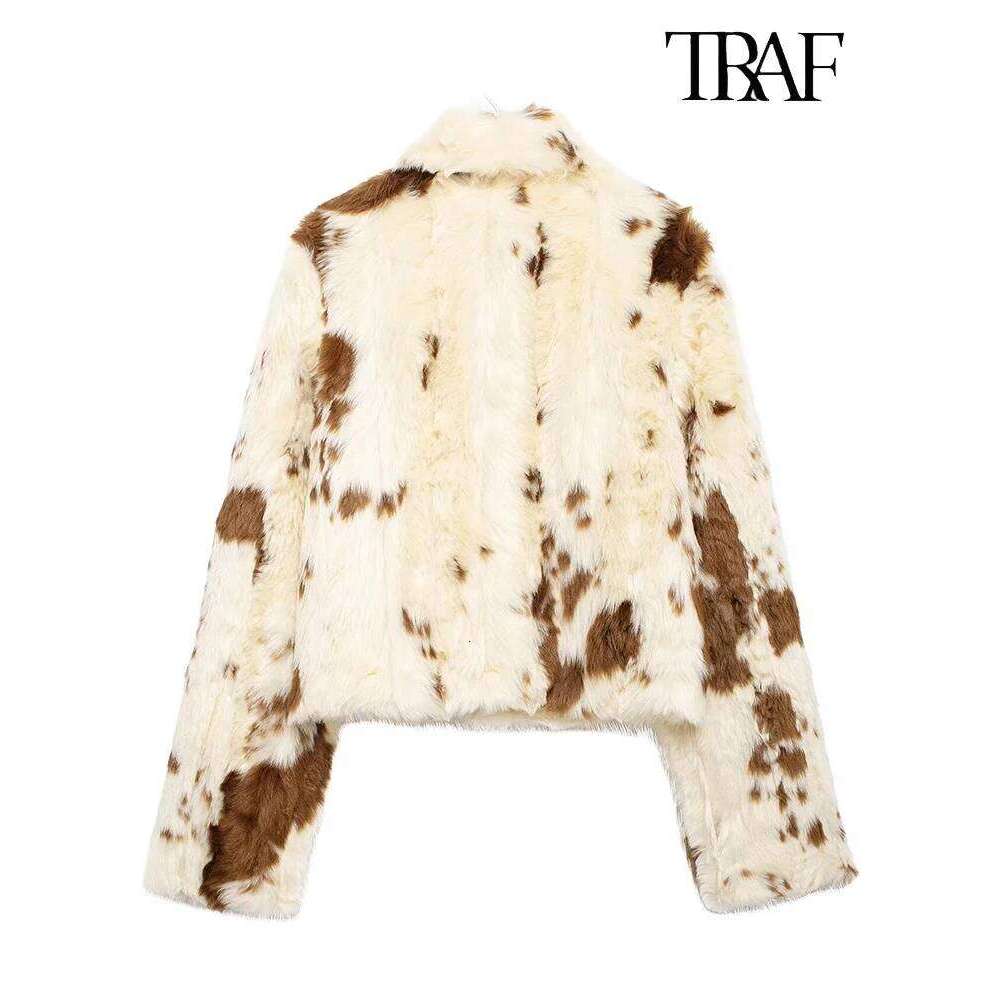 TRAF Women's Fashion 2024 Fall And Winter New Lapel Side Pocket Front Zipper Design Long Sleeve High Street Warm Jacket