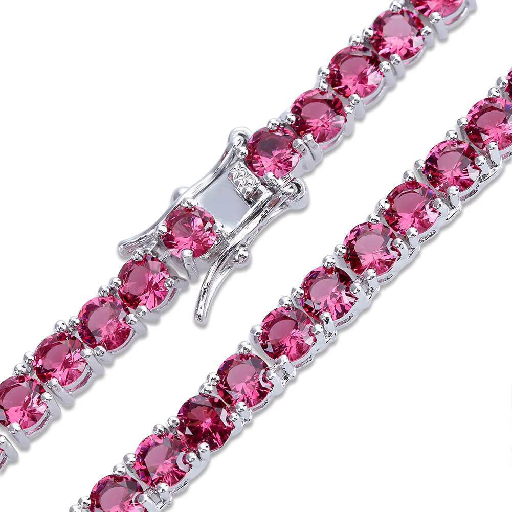 AAA CZ Zircon Colorful Tennis Chain Personalized Special Blue Red CZ Zircon Hiphop Necklace Chain 18mm 22mm Choker Necklace