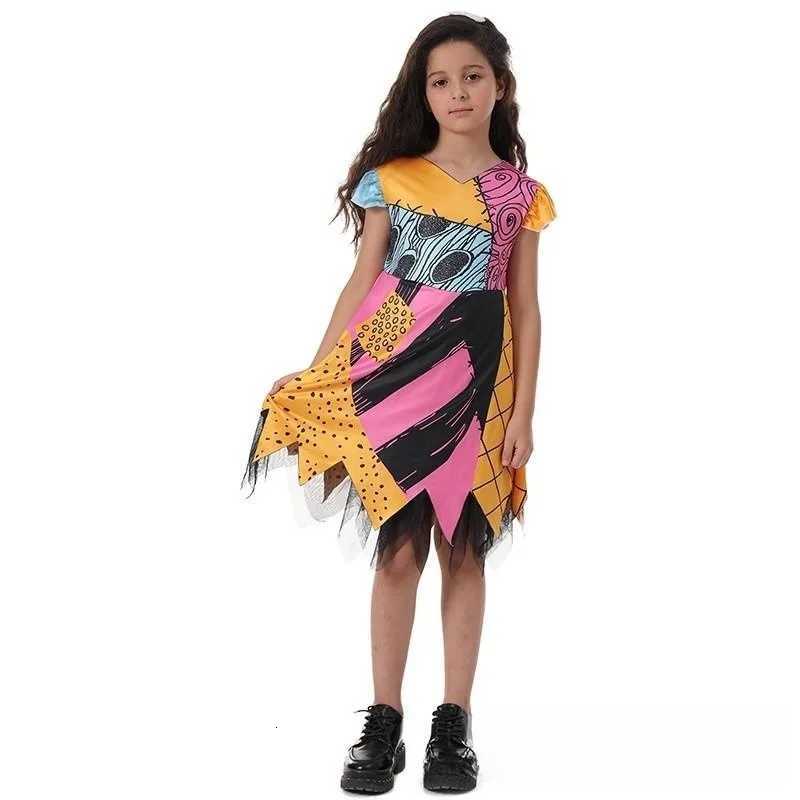 2024 halloween Costumes Kids Girls Cosplay Clothing The Nightmare Before Christmas Children Princess Sally With Bag Suit 2-10T Z250725