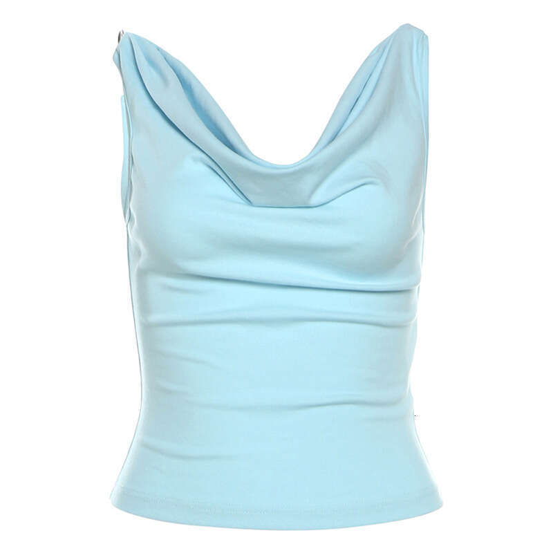 2024 Summer New Women's Solid Color Slim Sleeveless Vest Fashion High Waist Skirt Set 43b