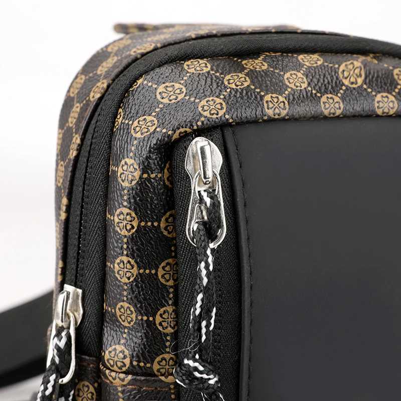 2024 Casual Business Shoulder Bag for Men PU Leather Messenger Bag Wide Strap Crossbody Bags Plaid Designer M Sling Bags Y250724