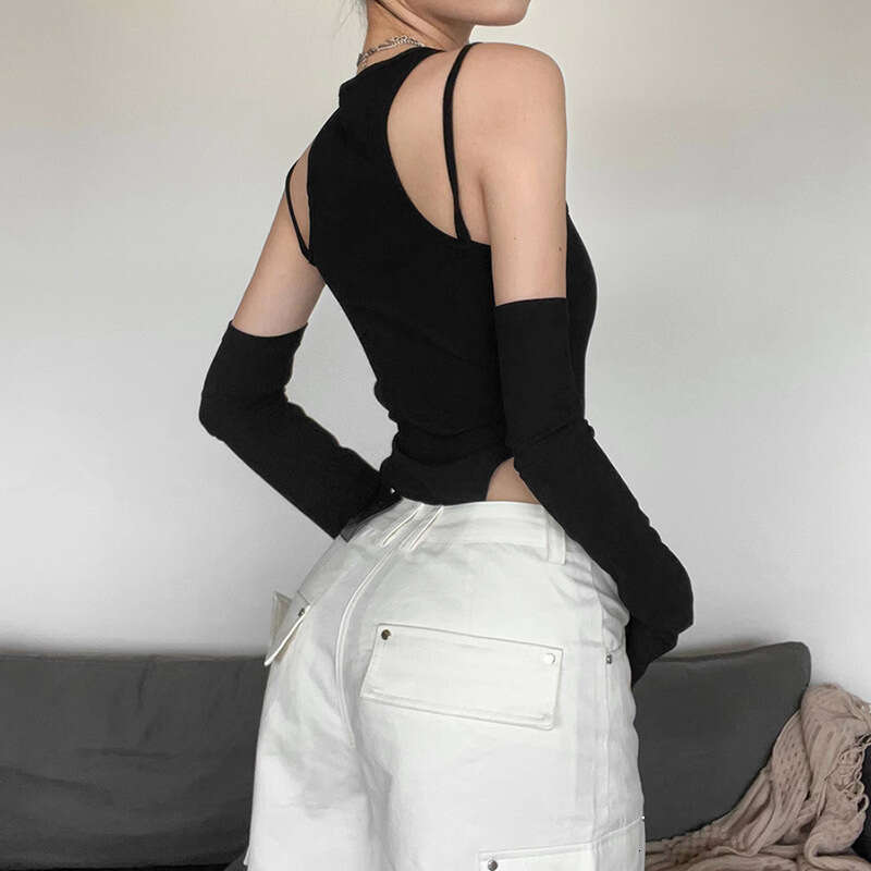2022 Autumn New Women's Solid Color Slim Street Fashion Strap Sexy Sleeveless Jumpsuit 790