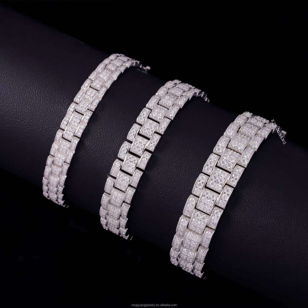 New Design VVS Dia Hip Hop Rapper Bracelets 8mm-12mm S Sier Iced Out Moissanite Cuban Link Bracelet Fine Jewelry