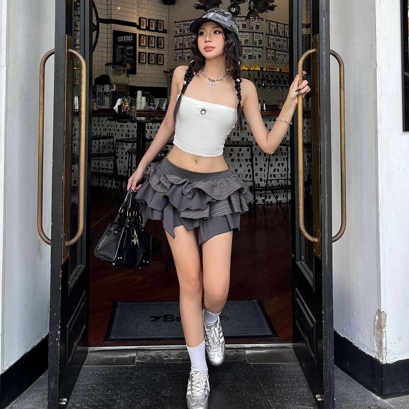2025 Summer New Solid Color Trendy Irregular High Waist Slim Fit Elegant Versatile Women's Skirt 3d6