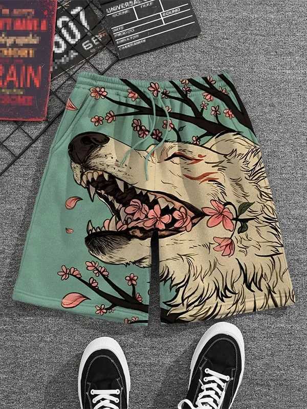 3D Japanese Cat Warrior Print Mens Swimming Trunks Quick-Drying Beach Shorts Outdoor Leisure Sports Shorts Casual Mens Shorts W250724