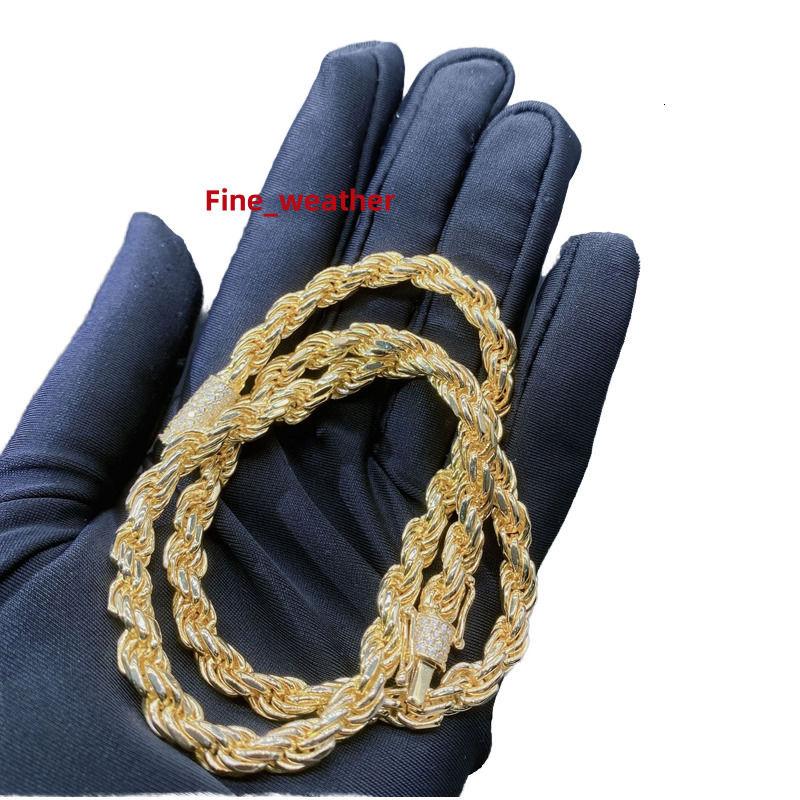 Wholesale S925 Silver Iced Miami Rope VVS D Colour Moissanite Gold Plated Cuban Link Chain Choker for Men Hip Hop Style Necklace