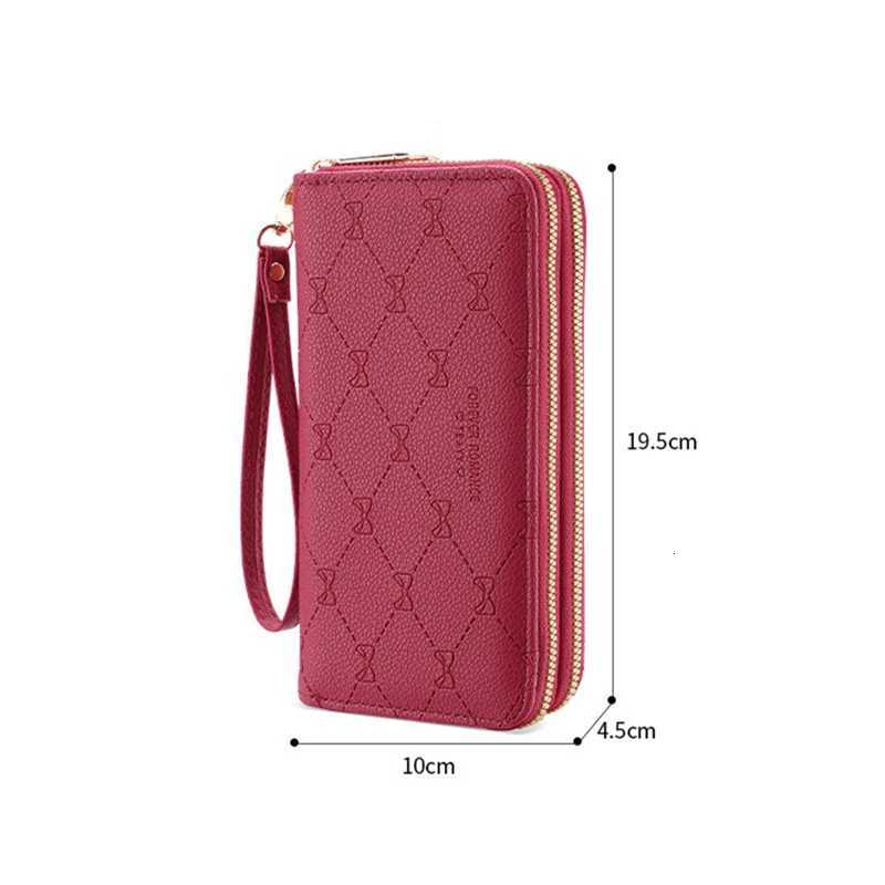New Womens Long Wallet Korean Double Zipper Clutch Bag Large Capacity Bow Coin Pouch Card Holder Simple Female Purse for Ladies Z250725