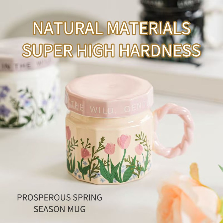 Mugs Spring Blossom Themed Cup Elegant Patterned Ceramics Ideal For Daily Brews