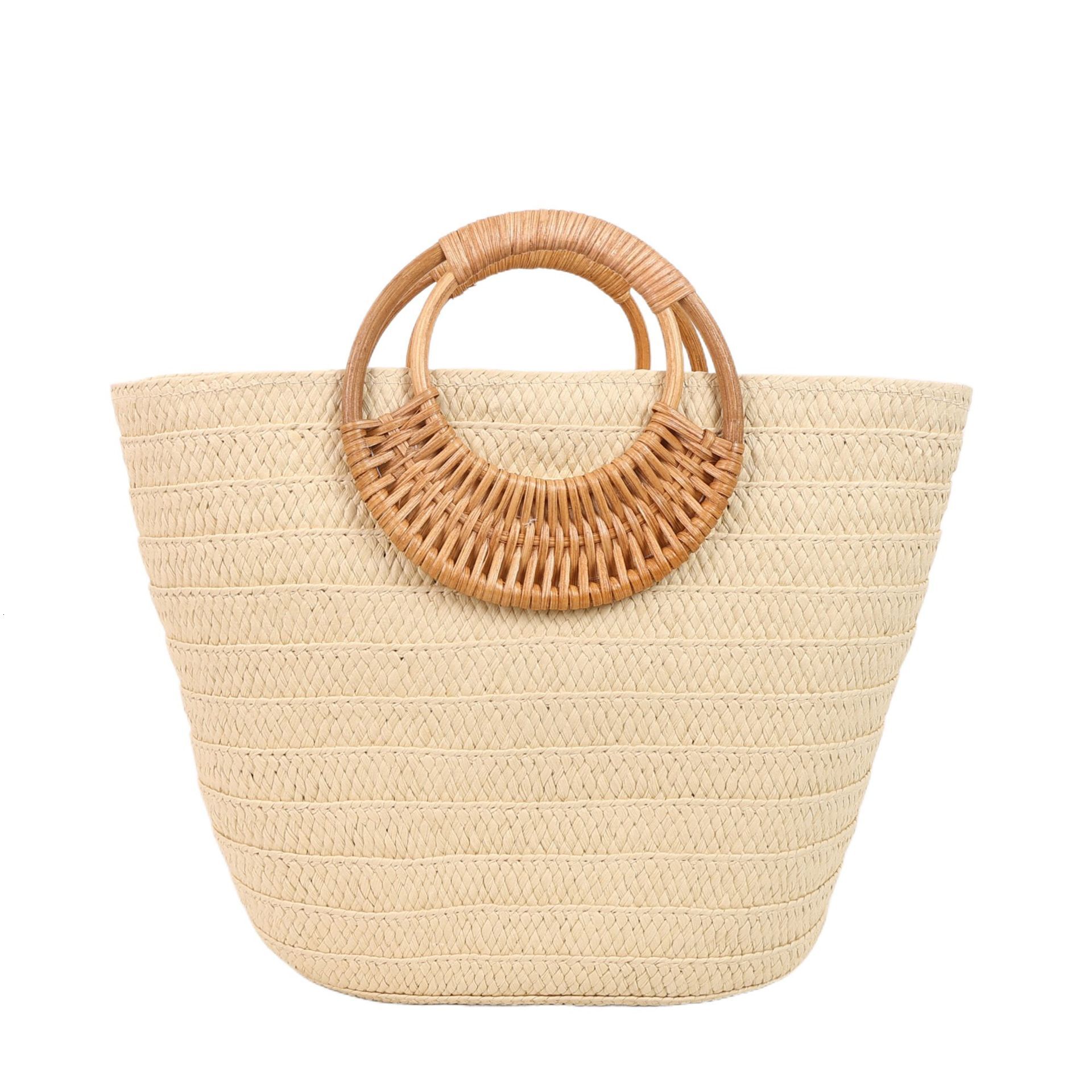 Luxury Brand Designer Bag Foreign Trade Rattan Woven Tote Bag Personality Niche Ins Woven Basket Bag Light Luxury Fashion Vacation Handbag