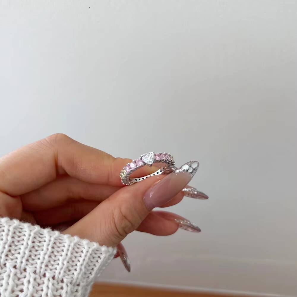 Dylam Jewelry Supplier OEM ODM Customized S925 Silver Eternity Band Baguette 5A Cubic Zirconia Heart Main Stone Promise Rings