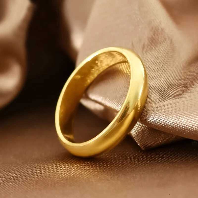 Fading free 18K gold glossy ring classic couple engagement and wedding ring neutral silver 925 jewelry fashion accessory W250417