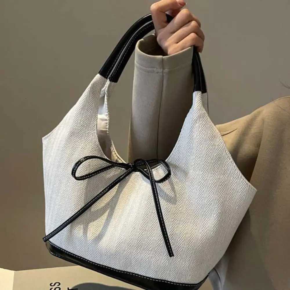 Versatile Korean Style Canvas Underarm Bag Handbag Cloth Bow Shoulder Bag Bucket Bag All-match Women Y250725
