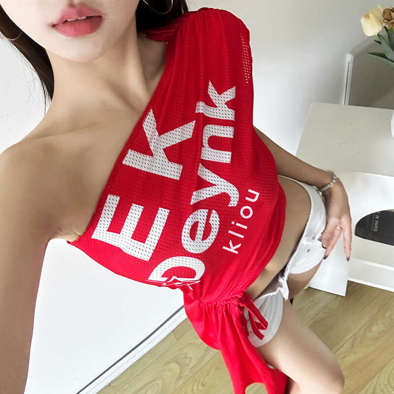 2024 Summer New Women's Solid Color Slim Street Fashion Asymmetrical Neck Single Shoulder Sleeveless Top b22