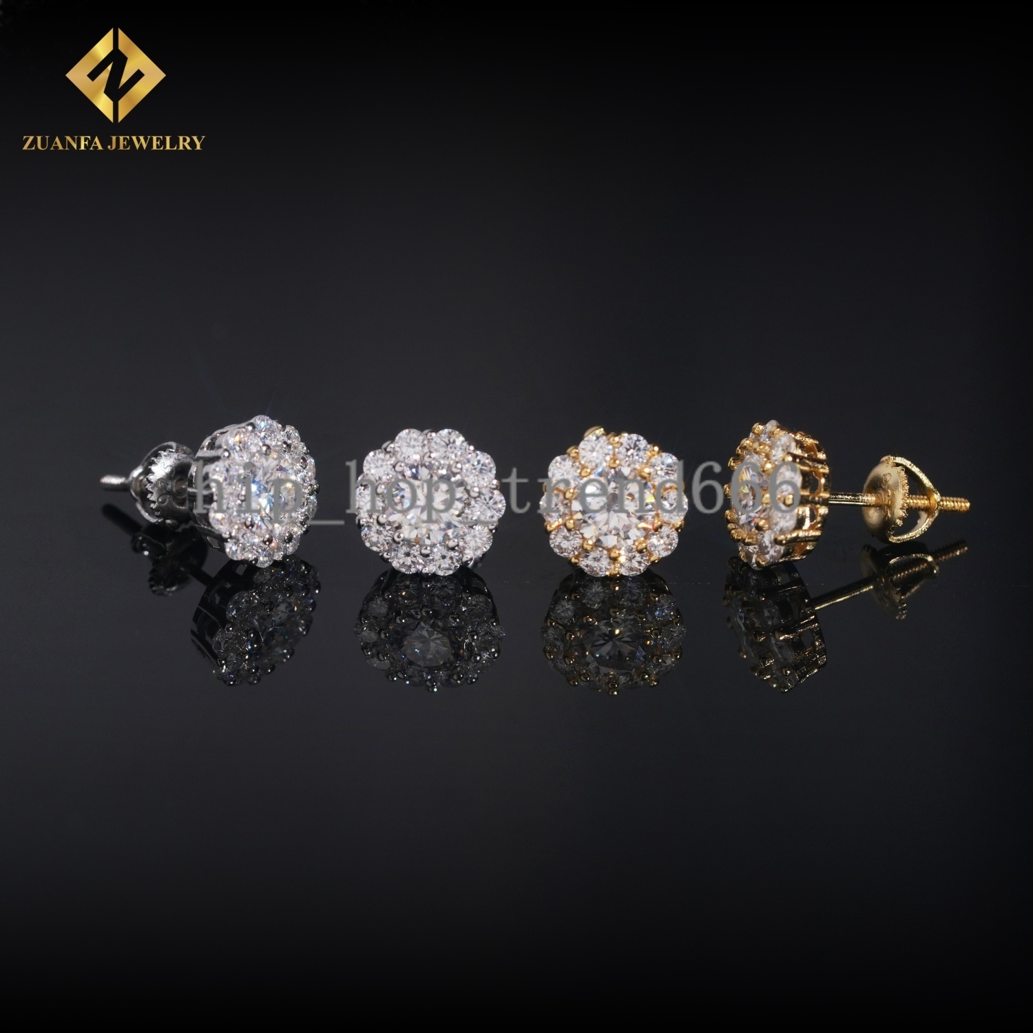 Hot Saling 8.8mm Moissanite Earring Rapper Fashion Diamond Earring Solid 18k Gold 925 Silver VVS1 Moissanite Iced Out Earrings