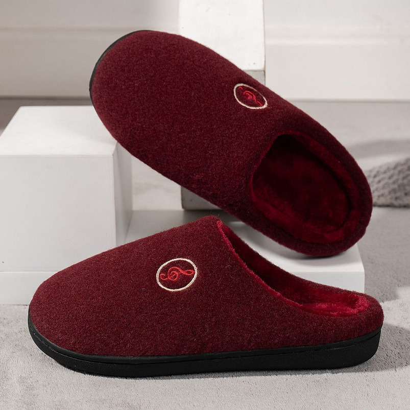 Musical Note Furry Home Warm Fleece-Lined Men's Women's Indoor Thick Cotton Slippers