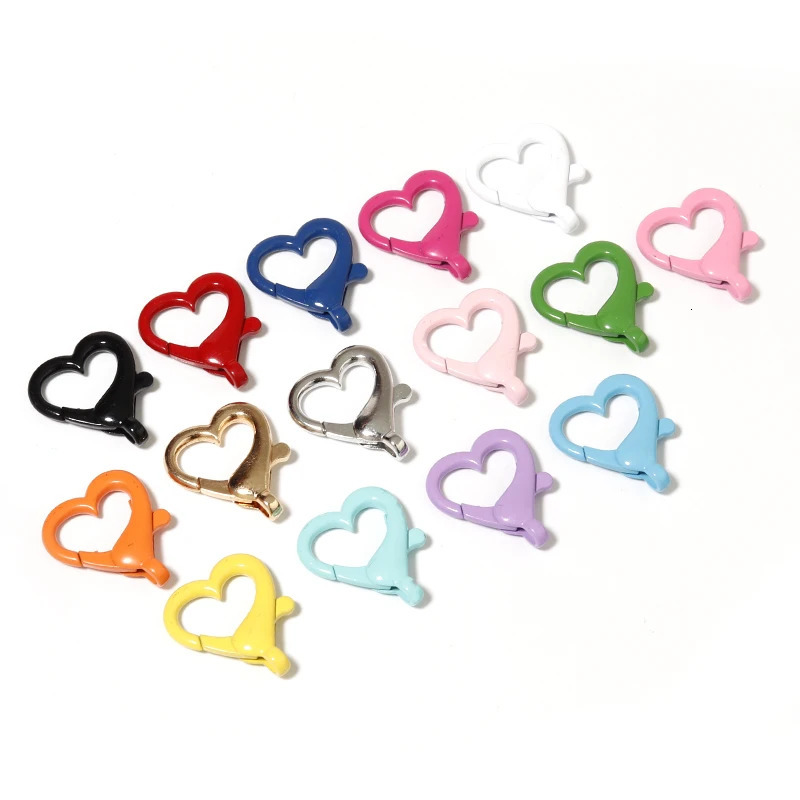 10pcs Heart Lobster Clasps Spring Clasps Metal Carabiner Bag Clips Hook Dog Chain Buckle DIY Keychain Jewelry Making Accessories 250723