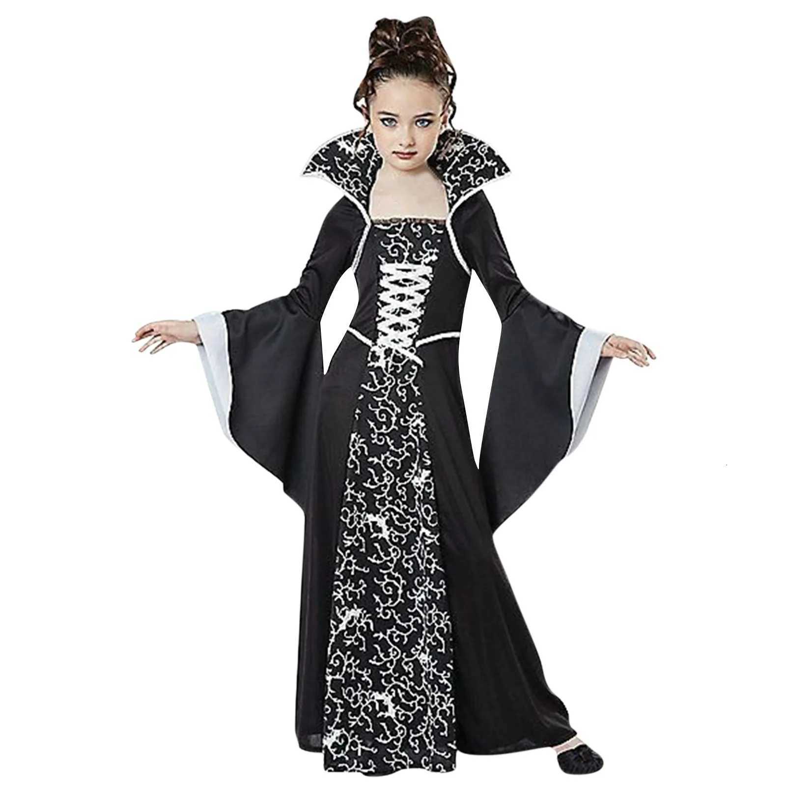 Girl Vampire Halloween Dress For Kid Ghost Bride Gothic Cosplay Vampire Costume Count Vampiran Carnival Outfit Black Red Clothes Z250725