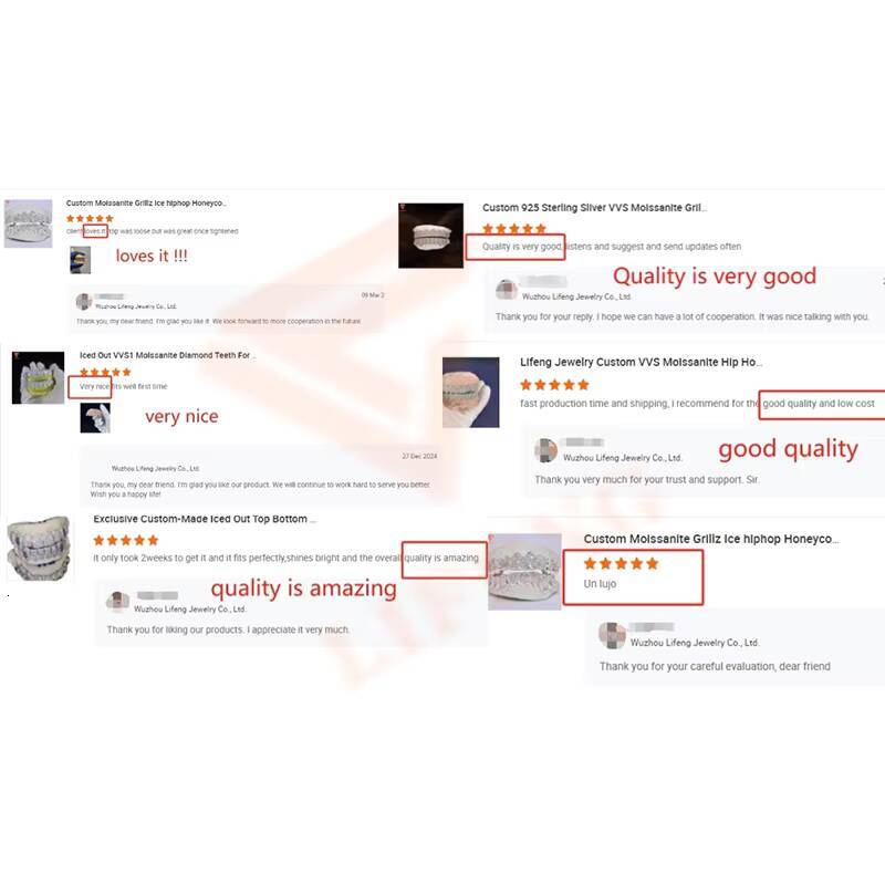 Hip Hop 925 Sterling Silver Custom Grillz Vvs Moissanite Gold With Round Brilliant Cut Teeth Customizable for Women and Men