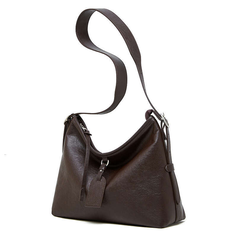Designer Luxury Women's Lazy Style Top Layer Tanned Leather Tote Large Capacity Shoulder Simple Versatile Crossbody Bag