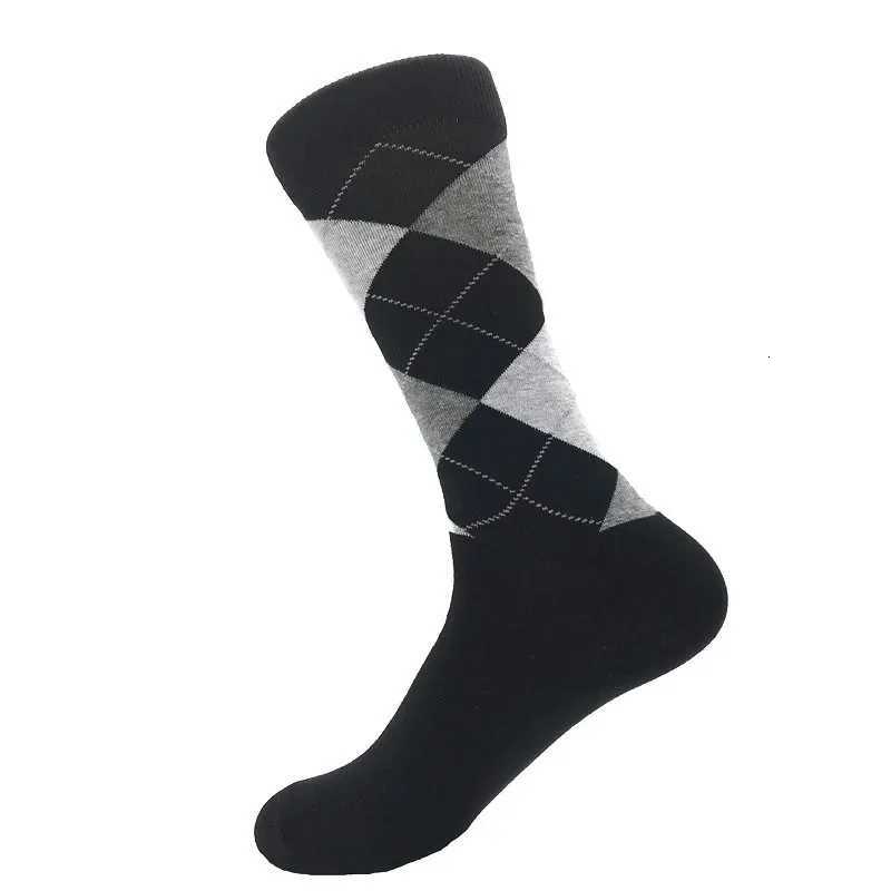 5 Pairs/Pack Classic Retro Fashion Men Socks Combed Cotton Rhombus Solid Color Argyle Casual Business Dress Party Socks X2507251