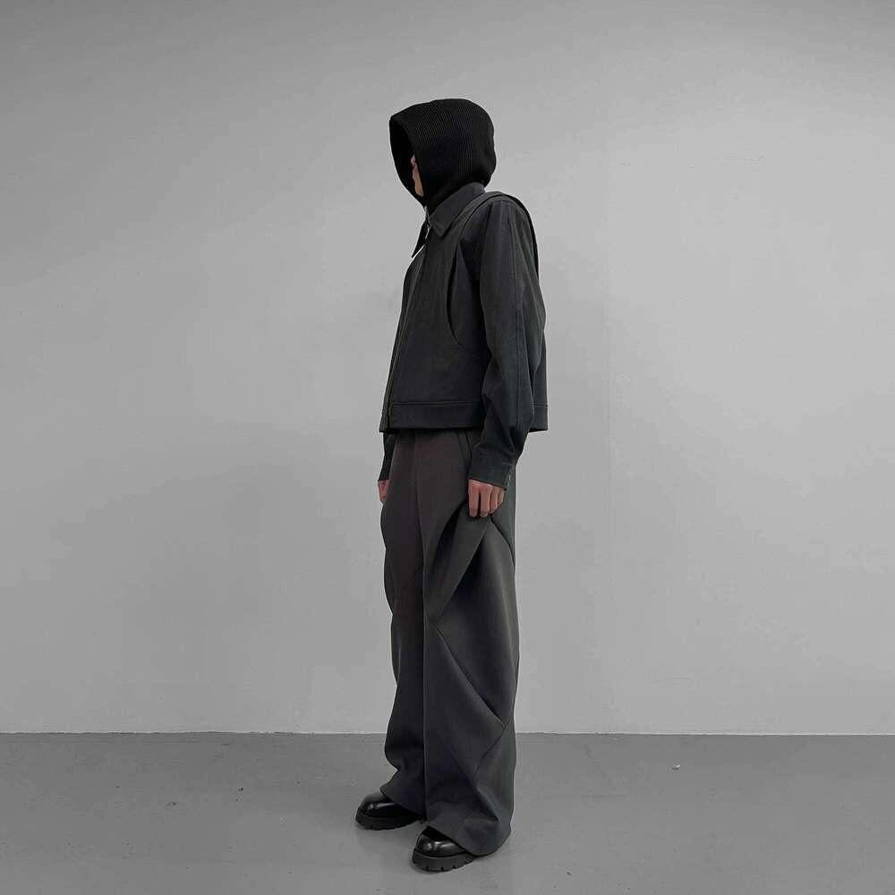 BAOVICTO 23SS Dia Patterned Wide Leg Pants Anti-Wrinkle Pleated Splicing 3D Tailoring Loose Fit Casual Trousers