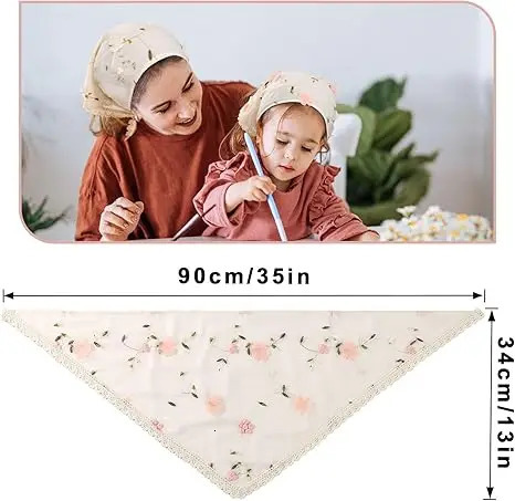 2-Pack Floral Mesh Hair Bandanas - Lightweight Triangle Head Scarves for Women - Boho Tie-Back Kerchiefs 250723